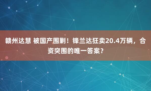 赣州达慧 被国产围剿！锋兰达狂卖20.4万辆，合资突围的唯一答案？